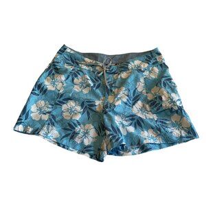 The North Face Womens Floral Swim Shorts Size 10 Blue/White